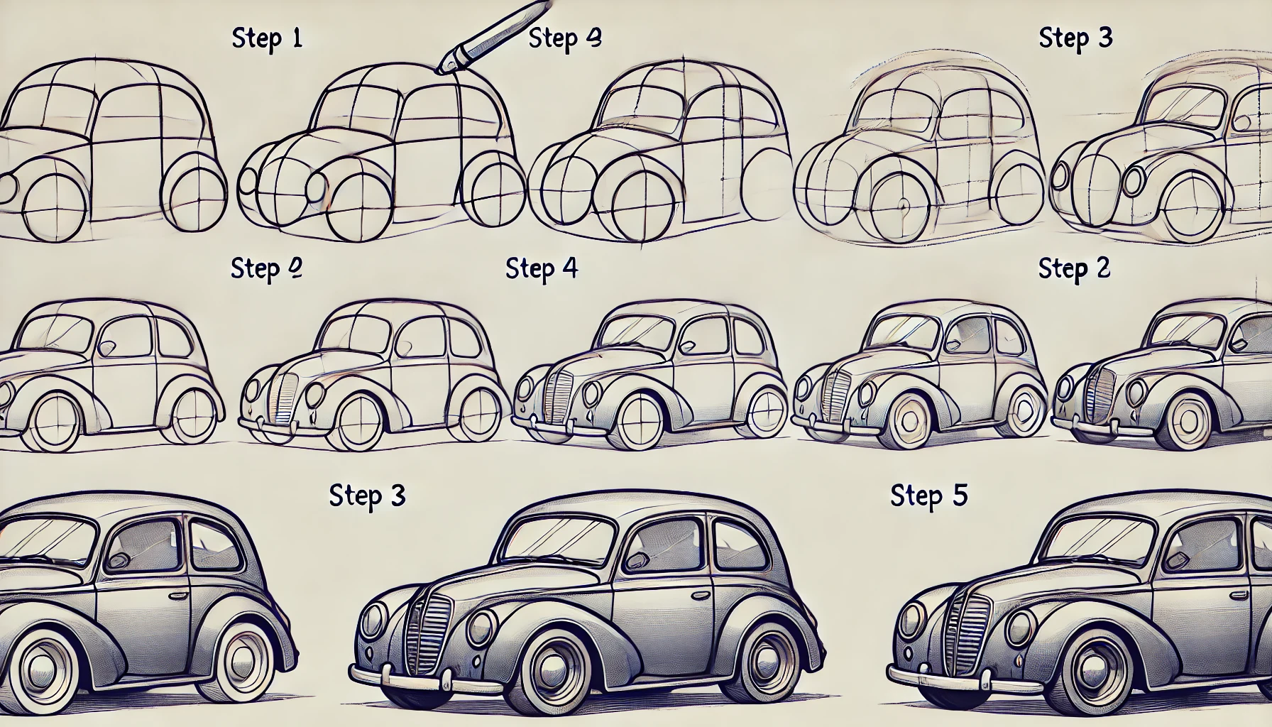 Introduction to Drawing a Car Drawing a car can be one of the most thrilling challenges for an artist. With its sleek lines, bold curves, and intricate details, a car embodies both simplicity and complexity. Cars captivate artists because they’re dynamic yet structured, providing ample opportunity to play with form, light, and shadow. The Essential Tools for Drawing a Car Before diving in, gather a few essential tools to make the process smoother. At the minimum, you’ll need a quality pencil, eraser, and paper. For those wanting extra precision, tools like fine-tipped markers, shading pencils, and even a ruler can be useful. These extra tools enhance detail and help with symmetry, especially when working on complex car features. Step 1: Laying Down the Car’s Foundation Begin with envisioning the type of car you want to draw—whether it’s a sporty coupe, a classic sedan, or a modern SUV. Start by sketching a few simple geometric shapes like rectangles or ovals to form the car’s base. These shapes serve as placeholders for the car’s major elements, setting the stage for the body and ensuring your proportions stay balanced. Step 2: Sketching the Car’s Frame and Body Next, refine these basic shapes to outline the car’s main body. Gradually modify your initial geometric figures, smoothing out edges and adding curves to create a more accurate silhouette. This stage is all about defining the car’s unique structure and form, making adjustments as needed to capture its essence. Adding Depth with Perspective To give the car a three-dimensional look, apply perspective by narrowing the lines at the rear. Think about where you want the viewer’s eye to focus. Perspective will help the car appear as if it’s popping out from the page, bringing a sense of realism and dynamism to your drawing. Step 3: Drawing Wheels and Adding Detail The wheels are crucial in any car drawing, as they anchor the vehicle and set its stance. Start by sketching two circles for the front and rear wheels, ensuring they align accurately. Properly positioning the wheels is vital; they should match the angle and proportion of the car’s body to look realistic. Adding Tires and Rims To make the wheels come alive, add details like tire treads and rims. Tire shapes should be slightly flattened at the bottom if you want to show weight. For the rims, go for a design that complements the car’s style—sleek and simple for a luxury car, or more intricate for a sporty look. Step 4: Shaping the Windows, Doors, and Mirrors Outline the windows by drawing rectangular shapes within the car’s frame, being mindful of symmetry. Add doors by sketching lines that curve slightly to match the body. Finish this section by adding mirrors, keeping them proportionate and connected to the body for a cohesive look. Adding the Front and Rear Bumpers Bumpers are key to a car’s front and rear identity. Define the shape of the bumpers, matching the car’s style. If it’s a sporty car, go for angular, aggressive lines. If it’s a family sedan, keep them rounded and soft. Small adjustments to bumper design can make a big difference in the car’s personality. Step 5: Finalizing Details on Lights and Grills Now add the headlights and taillights, essential for realism. For headlights, focus on symmetry and shape. Taillights can add flair, especially if you’re drawing a car with unique lighting. The grill is often the face of the car—sketch fine lines for detail, or a bold shape for a luxury vibe. Creating Shadows for Depth Shadows enhance realism by adding weight to your car. Add subtle shadows under the car, around the tires, and between body parts. Cross-hatching and smooth shading techniques can help, giving your drawing more dimension and realism. Refining Edges and Erasing Guidelines Use an eraser to clean up stray lines and erase construction shapes. This cleanup phase gives your drawing a polished look. As you refine edges, pay attention to areas that could benefit from extra line thickness, which adds a sense of solidity to your lines. Adding Color to Bring Your Car to Life If you’re coloring, select hues that align with the car’s personality—bold red for sporty cars, sleek silver for luxury. Colored pencils or markers add depth, while digital tools offer even more control. Blend shades for a more vivid, lifelike appearance. Detailing Textures and Reflections To make your car gleam, add textures and reflections. Smoothly drawn reflections mimic a car’s metallic body. The texture of tires or a shiny chrome bumper can be achieved by varying your shading techniques, adding to the car’s realism. Enhancing Highlights for Extra Pop Highlights can transform your drawing by adding a glossy, reflective finish. Use a white pencil or digital tool to place small, bright spots where light hits the car—along the hood, on the windows, or the bumper. This step creates the illusion of a polished surface. Final Touches and Adjustments Add any last touches, tweaking areas that may need slight corrections or added depth. Ensuring balance in your shading and line work brings the entire drawing together. Focus on light consistency, as even small tweaks can elevate your drawing. Common Mistakes to Avoid When Drawing Cars Avoid proportion errors by taking time on the initial shapes. Another common mistake is jumping to details too soon; keep refining the basics before adding intricate features. Patience at each step helps ensure accuracy. Tips for Practicing Car Drawing Practicing different car elements individually, such as headlights, wheels, or grills, will improve your overall skills. Set aside time for these exercises to build familiarity with each part of a car’s design. Exploring Different Car Styles and Models Cars vary in shape and style. Drawing different models, from vintage classics to futuristic concepts, not only enhances your skill but also gives you a chance to experiment with new techniques. Conclusion and Encouragement to Keep Drawing Mastering the art of drawing cars is a journey, not a destination. Each sketch will bring new insights and refined skills. With practice, the lines will flow more freely, and your confidence will grow. Embrace each car as a new adventure.