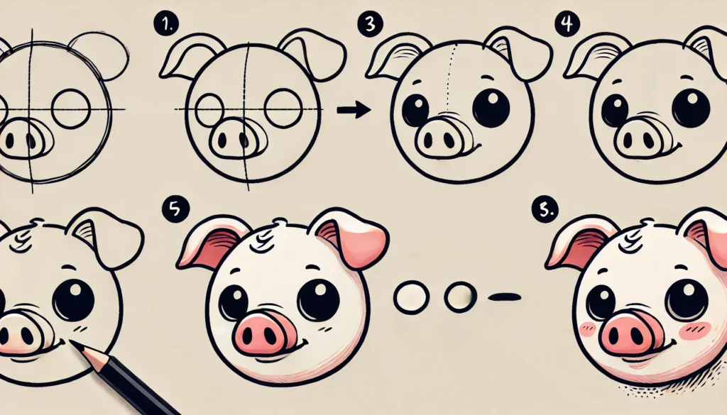 How To Draw A Pig 5 Easy Steps – Quick and Simple