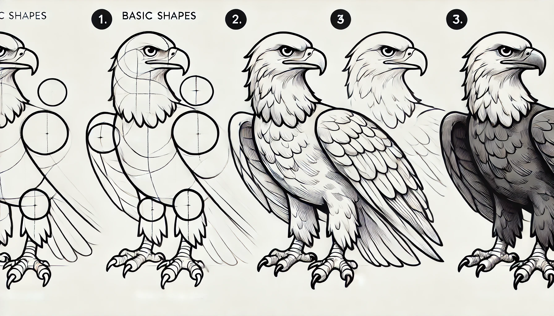 How To Draw An Eagle 5 Easy Steps – Quick and Simple DALL·E-2024-11-04-10.14.47-A-clean-step-by-step-drawing-tutorial-of-an-eagle-for-beginners-in-a-wide-consistent-format.-Each-phase-of-drawing-is-illustrated-with-clear-simpl.webp